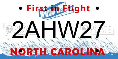 2AHW27 North Carolina License Plate