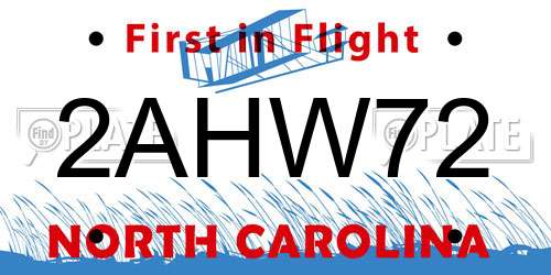 2AHW72 North Carolina License Plate