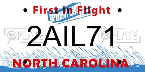 2AIL71 North Carolina License Plate