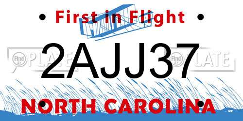 2AJJ37 North Carolina License Plate