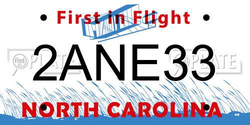 2ANE33 North Carolina License Plate