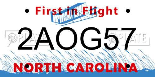 2AOG57 North Carolina License Plate