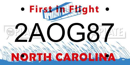 2AOG87 North Carolina License Plate