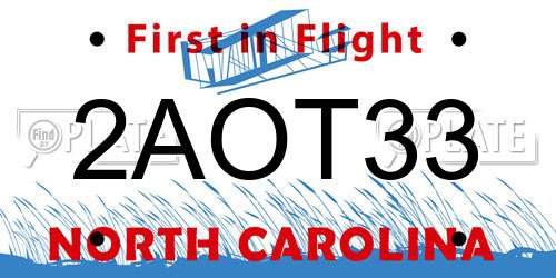 2AOT33 North Carolina License Plate