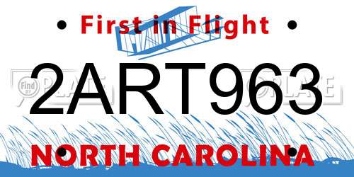2ART963 North Carolina License Plate