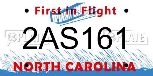 2AS161 North Carolina License Plate
