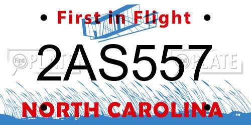 2AS557 North Carolina License Plate