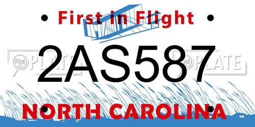 2AS587 North Carolina License Plate