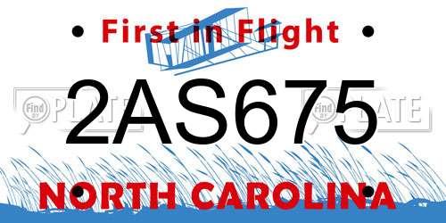 2AS675 North Carolina License Plate
