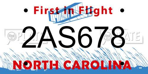 2AS678 North Carolina License Plate
