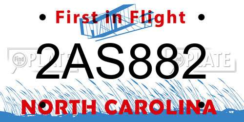 2AS882 North Carolina License Plate