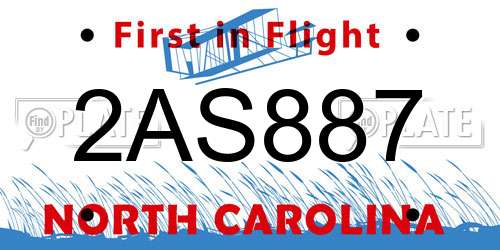 2AS887 North Carolina License Plate