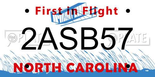 2ASB57 North Carolina License Plate