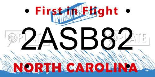 2ASB82 North Carolina License Plate