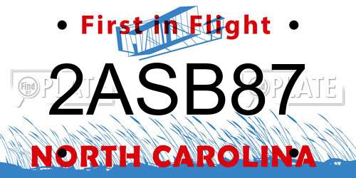 2ASB87 North Carolina License Plate