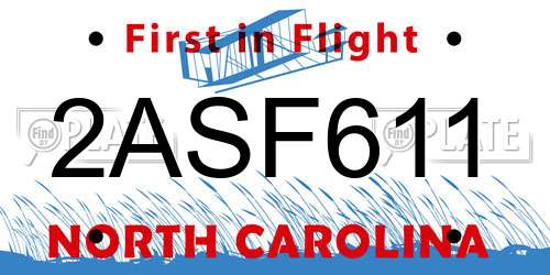 2ASF611 North Carolina License Plate