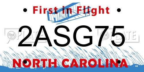 2ASG75 North Carolina License Plate
