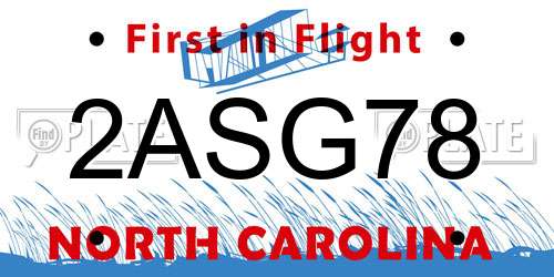 2ASG78 North Carolina License Plate