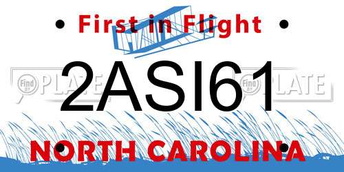 2ASI61 North Carolina License Plate