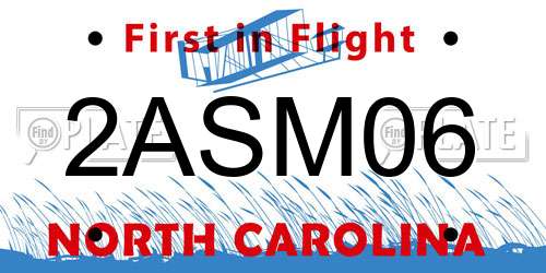 2ASM06 North Carolina License Plate