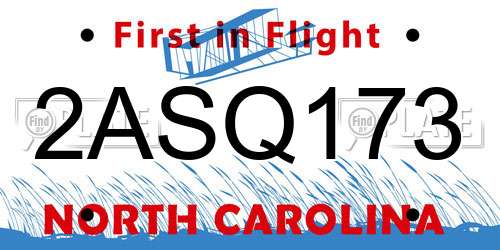 2ASQ173 North Carolina License Plate