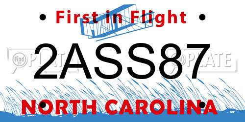 2ASS87 North Carolina License Plate