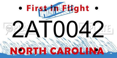 2AT0042 North Carolina License Plate