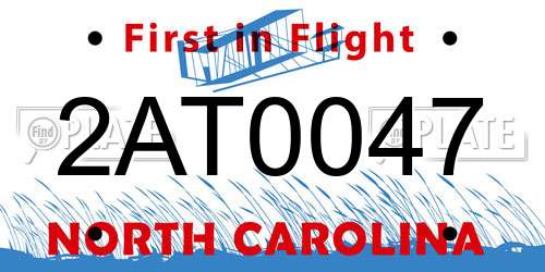 2AT0047 North Carolina License Plate