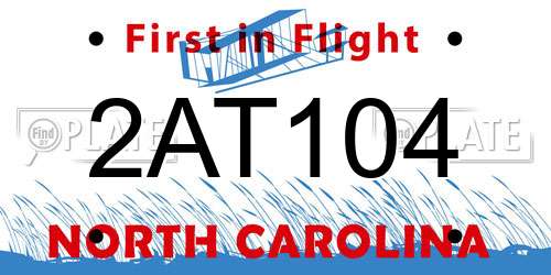 2AT104 North Carolina License Plate