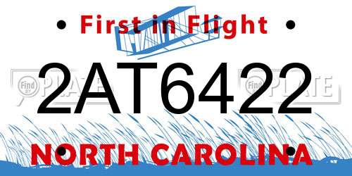 2AT6422 North Carolina License Plate