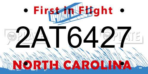 2AT6427 North Carolina License Plate