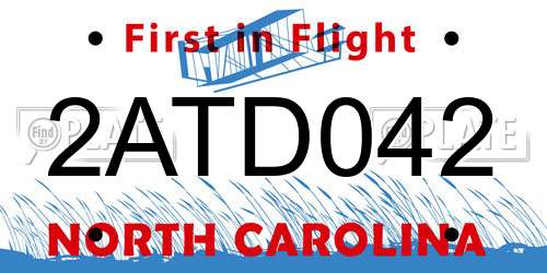 2ATD042 North Carolina License Plate