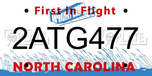 2ATG477 North Carolina License Plate