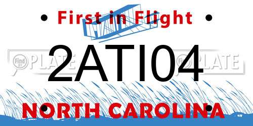 2ATI04 North Carolina License Plate