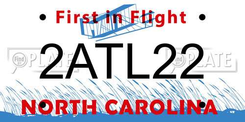 2ATL22 North Carolina License Plate