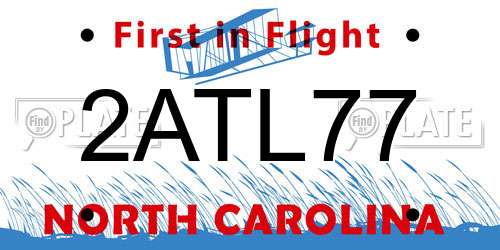 2ATL77 North Carolina License Plate