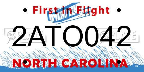 2ATO042 North Carolina License Plate