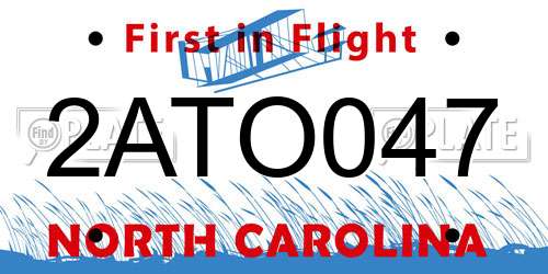 2ATO047 North Carolina License Plate