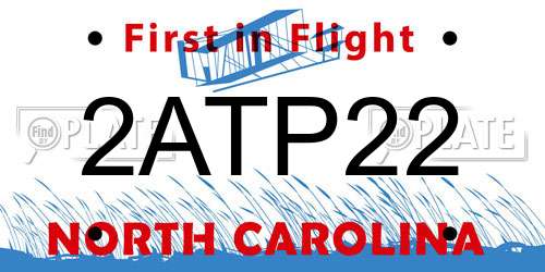2ATP22 North Carolina License Plate