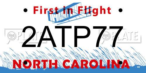 2ATP77 North Carolina License Plate