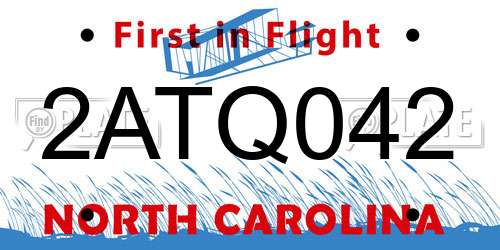 2ATQ042 North Carolina License Plate