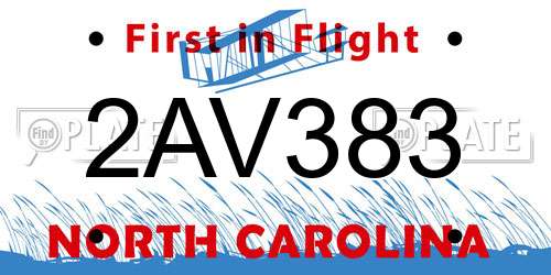 2AV383 North Carolina License Plate