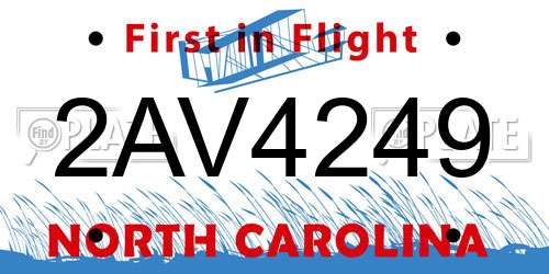 2AV4249 North Carolina License Plate