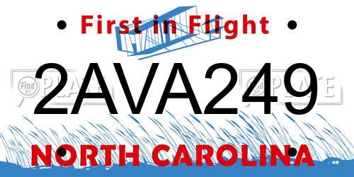 2AVA249 North Carolina License Plate