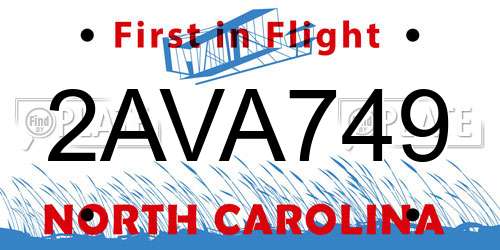 2AVA749 North Carolina License Plate
