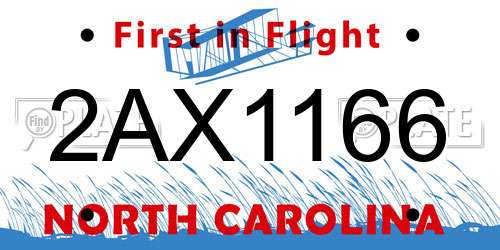2AX1166 North Carolina License Plate