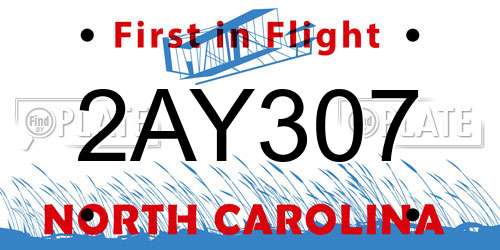 2AY307 North Carolina License Plate