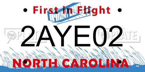 2AYE02 North Carolina License Plate
