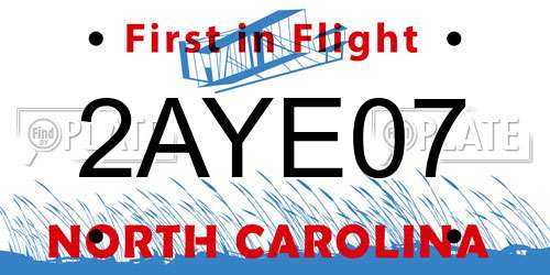 2AYE07 North Carolina License Plate