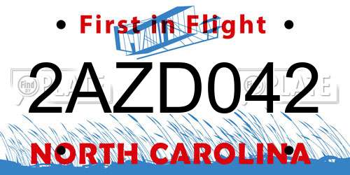 2AZD042 North Carolina License Plate